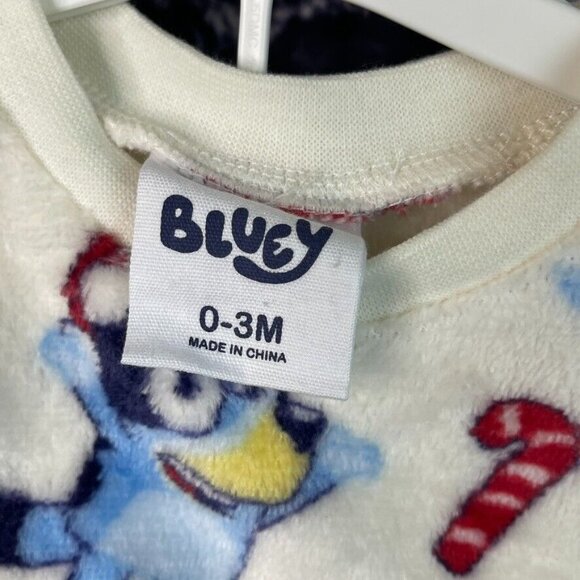Bluey 0-3 Months 2-pc Bluey Sweatshirt Pant Set Fuzzy Candy Canes Santa Hat - Picture 7 of 12